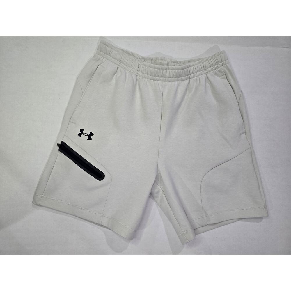 NWT Under Armour Unstoppable Fleece 7" Shorts Men's M Summit White Zip Pocket